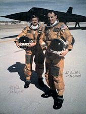 The "Last Flight" of a SR-71. In background SR-71 S/N 61-7972. Foreground Pilot Lt. Col. Raymond "Ed" E. Yielding and RSO Col. Joseph "Jt" T. Vida, 6 March 1990.