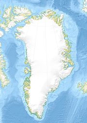 Map of Greenland showing the location of Thule on its northwestern shore